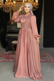  Stylish Terra Cotta Islamic Clothing Evening Dress 21890KRMT - 2