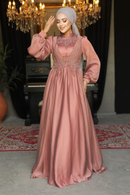  Stylish Terra Cotta Islamic Clothing Evening Dress 21890KRMT - 3