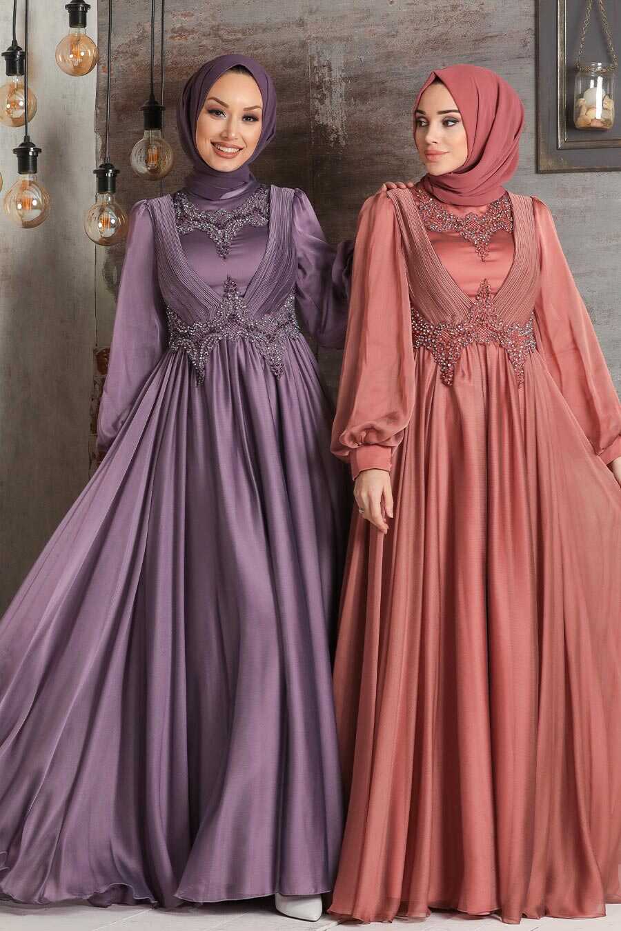 Stylish Terra Cotta Islamic Clothing Evening Dress 21890KRMT 