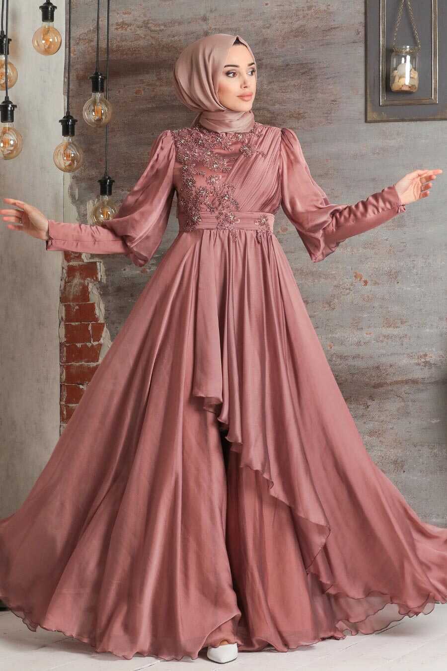 Neva Style - Modern Terra Cotta Islamic Bridesmaid Dress 21930KRMT