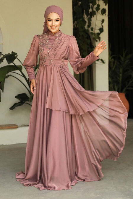  Modern Terra Cotta Islamic Bridesmaid Dress 21930KRMT - NEVA STYLE