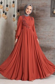  Plus Size Terra Cotta Islamic Clothing Evening Dress 21940KRMT - 1