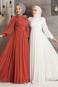  Plus Size Terra Cotta Islamic Clothing Evening Dress 21940KRMT - 2