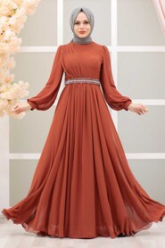  Elegant Terra Cotta Muslim Fashion Wedding Dress 22040KRMT - 4