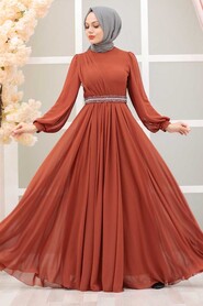  Elegant Terra Cotta Muslim Fashion Wedding Dress 22040KRMT - 3