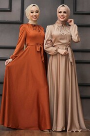  Long Terra Cotta Muslim Prom Dress 25130KRMT - 2