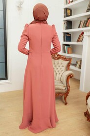  Stylish Terra Cotta Islamic Clothing Evening Gown 3225KRMT - 2