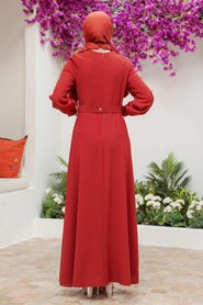  Modern Terra Cotta Hijab Long Sleeve Dress 3295KRMT - 3