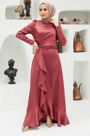  Modern Terra Cotta Muslim Evening Gown 3381KRMT - 1