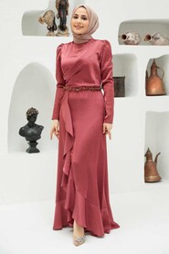  Modern Terra Cotta Muslim Evening Gown 3381KRMT - 2