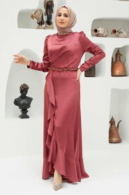  Modern Terra Cotta Muslim Evening Gown 3381KRMT - 3