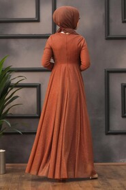  Plus Size Terra Cotta Islamic Clothing Evening Dress 5397KRMT - 3