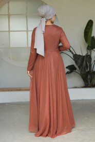  Plus Size Terra Cotta Islamic Clothing Evening Dress 5397KRMT - 6