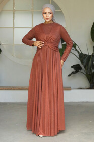  Plus Size Terra Cotta Islamic Clothing Evening Dress 5397KRMT - 4