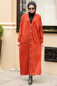 Terra Cotta Hijab Knitwear Cardigan 33690KRMT - 1