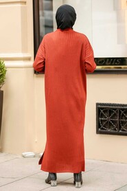 Terra Cotta Hijab Knitwear Cardigan 33690KRMT - 4