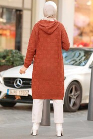 Terra Cotta Hijab Knitwear Cardigan 41201KRMT - 3