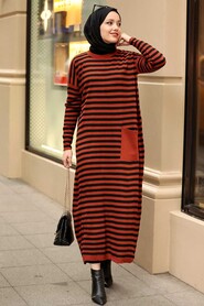 Terra Cotta Hijab Knitwear Dress 33371KRMT - 1