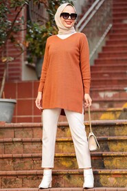 Terra Cotta Hijab Knitwear Tunic 18120KRMT - 1