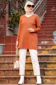 Terra Cotta Hijab Knitwear Tunic 18120KRMT - 3