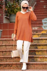 Terra Cotta Hijab Knitwear Tunic 18120KRMT - 4