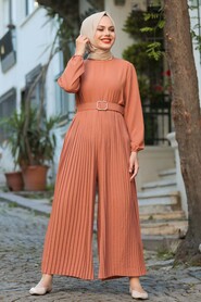 Terra Cotta Hijab Overalls 10347KRMT - 3