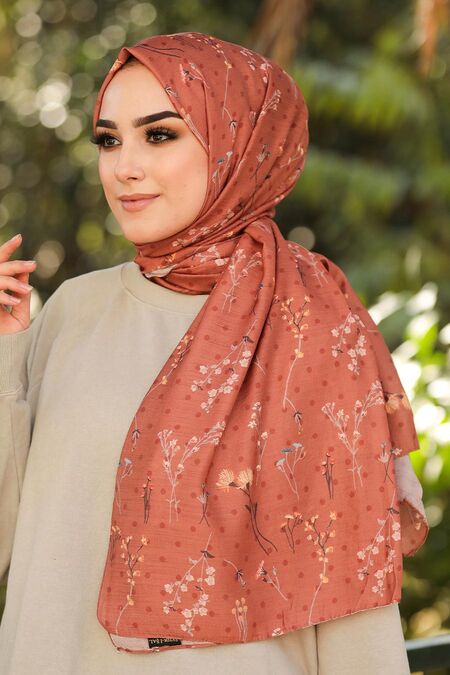 Terra Cotta Hijab Shawl 7543KRMT - NEVA STYLE