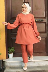 Terra Cotta Hijab Suit Dress 26660KRMT - 1
