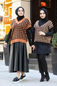 Terra Cotta Hijab Sweater 6518KRMT - 2