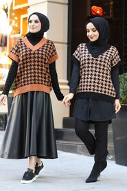 Terra Cotta Hijab Sweater 6518KRMT - 3