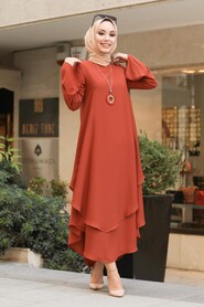 Terra Cotta Hijab Tunic 33170KRMT - 2