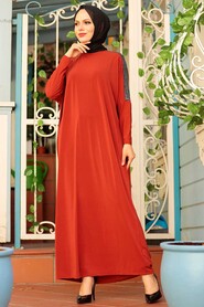 Terra Cotta Hijab Turkish Abaya 1671KRMT - 1