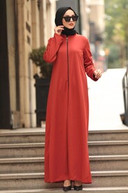 Terra Cotta Hijab Turkish Abaya 5748KRMT - 1