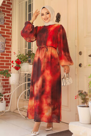 Terra Cotta Modest Long Dress 60992KRMT - 2