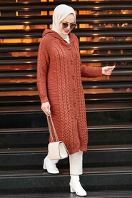 Terrra Cotta Hijab Knitwear Cardigan 41203KRMT - 1