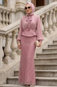 Modest Evening Dress - Lace Dusty Rose Modest Evening Dress 70135GK - 2