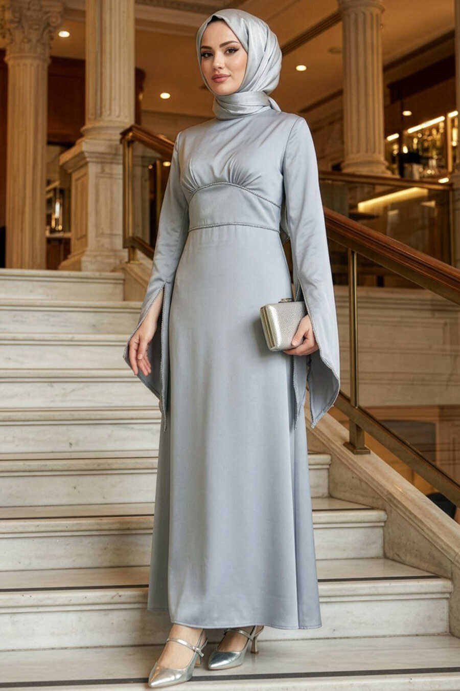 evening dresses black A Line V Neck Black SatinFormal Evening Dresses With Pockets Long Prom Dresses main image 1
