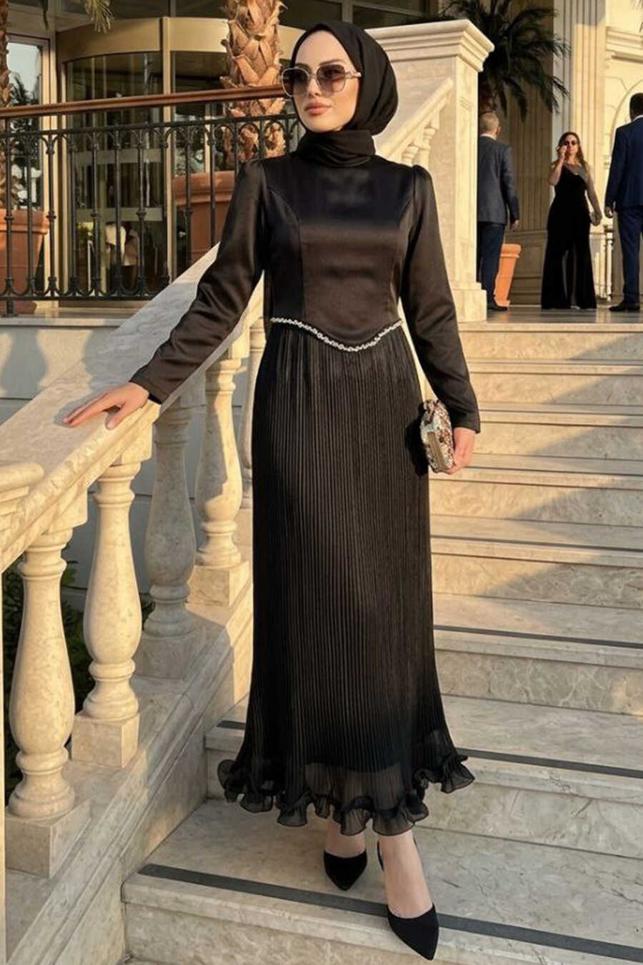 Modest Evening Dress - Pleated Black Modest Evening Dress 6281S - Neva-style.com Modest Evening Dress - Pleated Black Modest Evening Dress 6281S - Neva-style.com