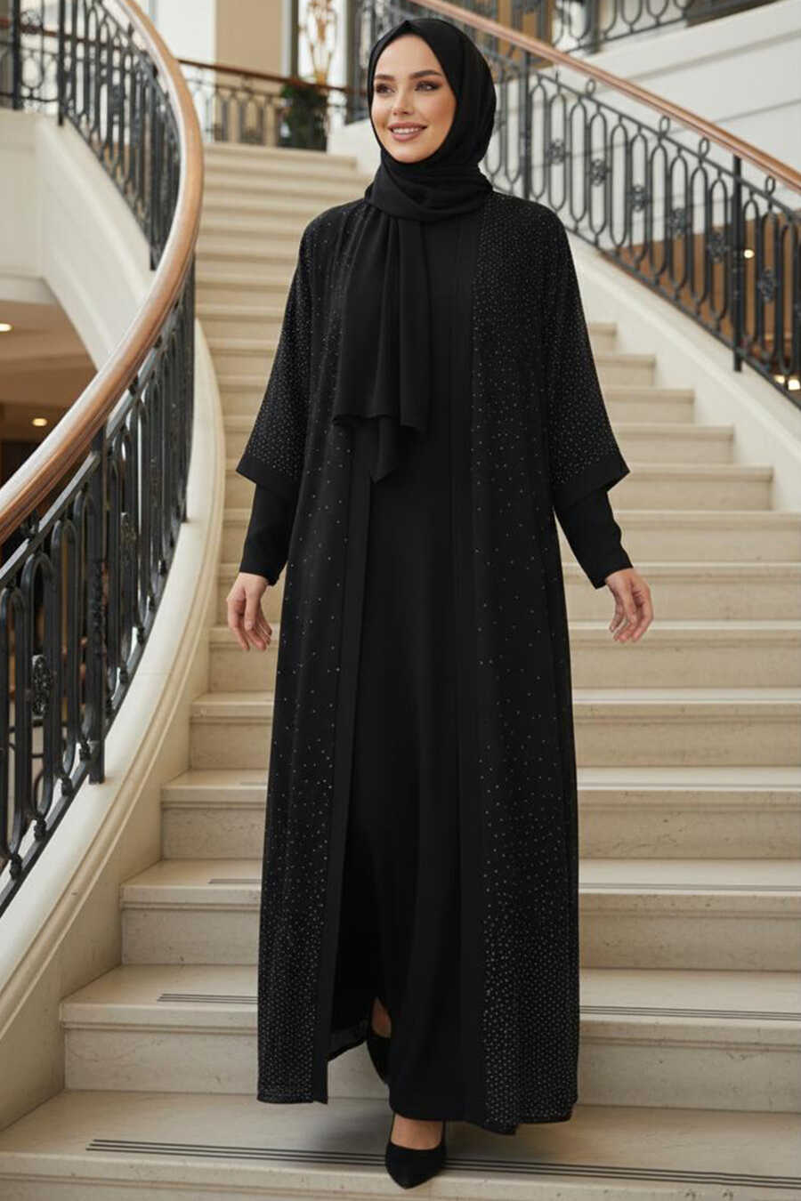 Modest Evening Dress - Glittery Black Modest Evening Dress 4831S -  Neva-style.com