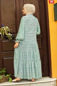 Turquoise Hijab Dress 1482TR - 3