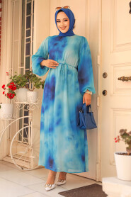 Turquoise Modest Long Dress 60992TR - 2