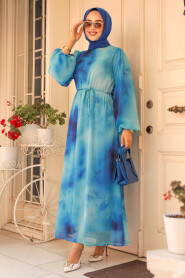 Turquoise Modest Long Dress 60992TR - 3