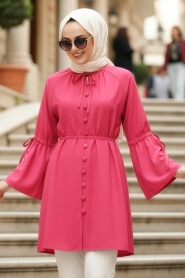 Flounce Sleeved Fuchsia Modest Tunic 20298F - 2