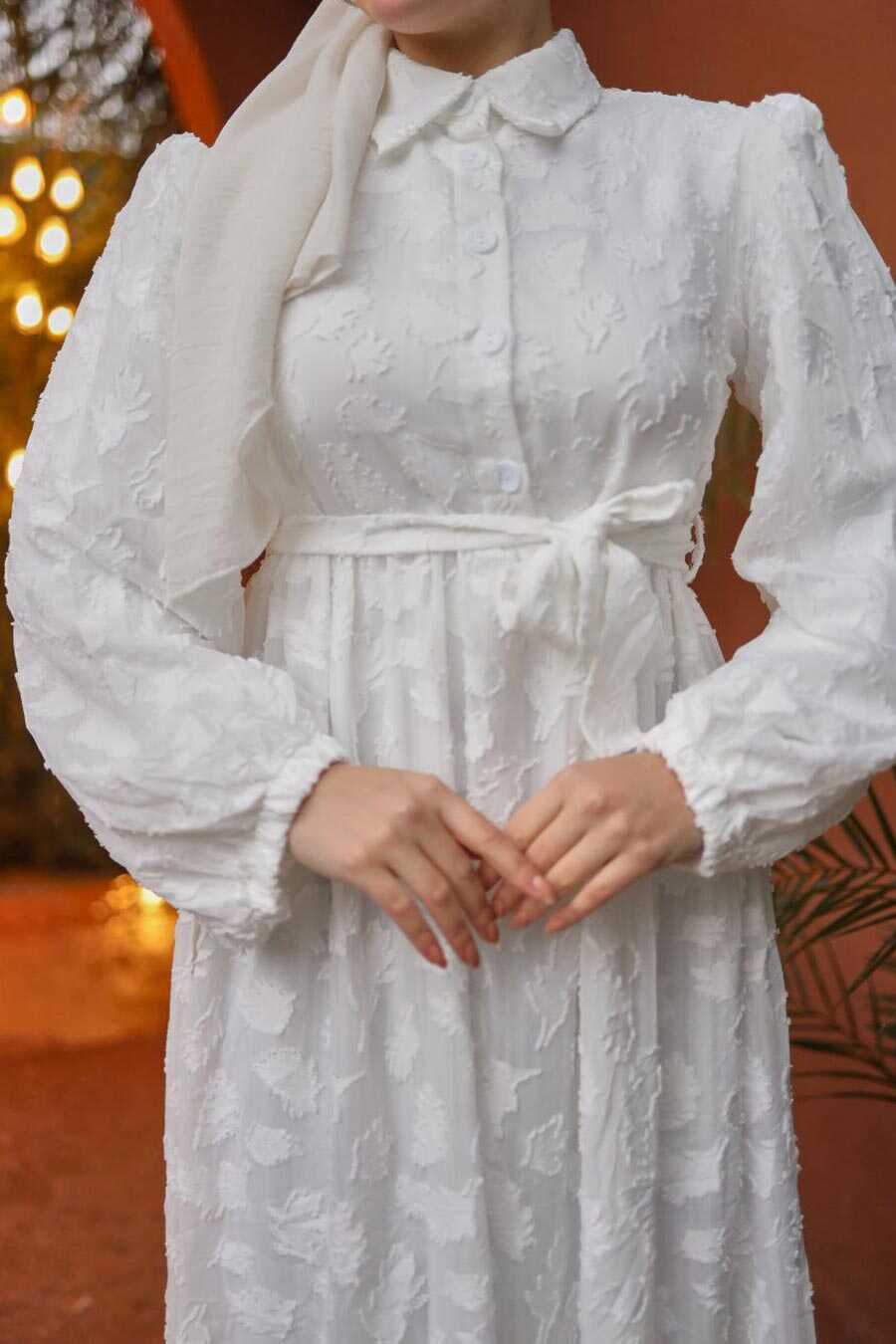 White Chiffon Long Dress 14012B