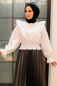 White Hijab Blouse 8428B - 6
