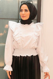 White Hijab Blouse 8428B - 7