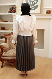 White Hijab Blouse 8428B - 8