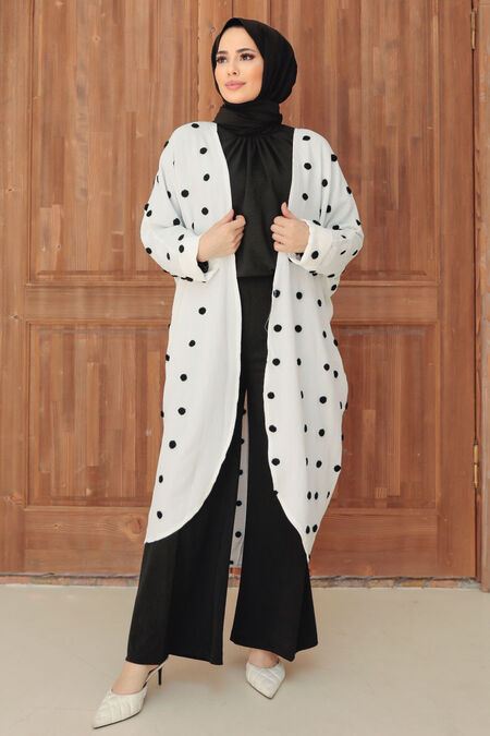 White Hijab Cardigan 6330B - NEVA STYLE