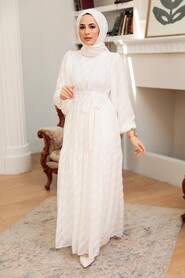 White Hijab Dress 10015B - NEVA STYLE