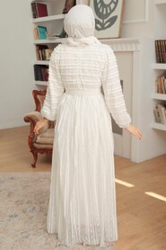 White Hijab Dress 10026B - 3